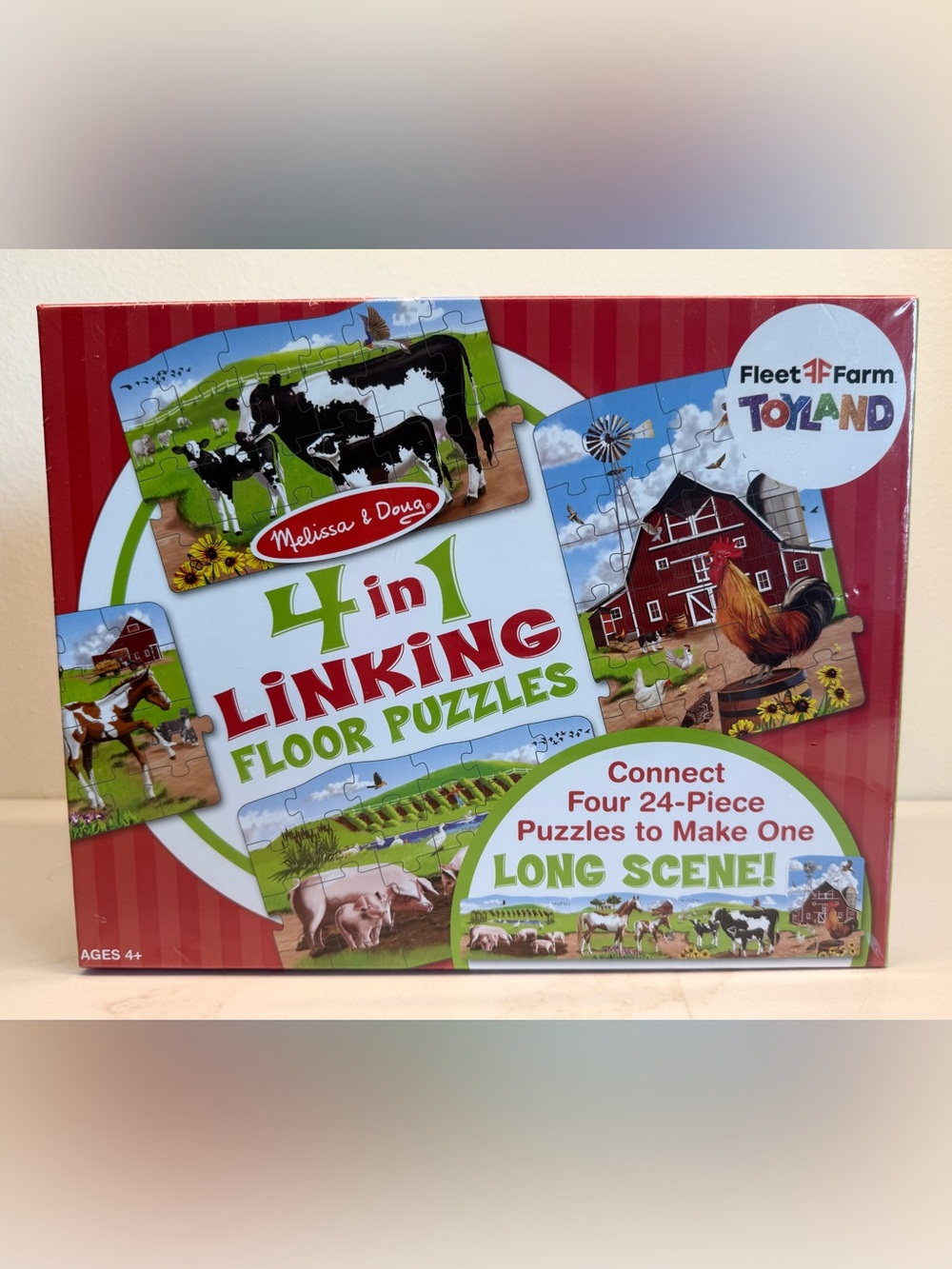 Melissa & Doug 4-in-1 Linking Floor Puzzles Farm 96 Pc Factory Sealed NIB